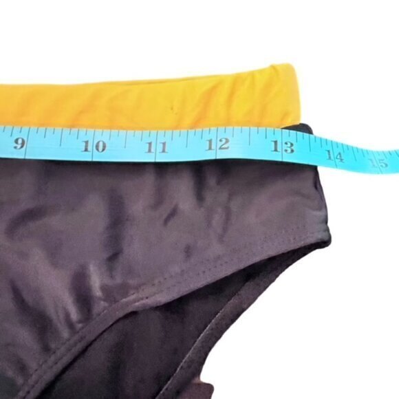 Bikini Bottom Black with Yellow Gold Band Size Large Pool Beach Vacation NWOT‎ - Picture 3 of 8